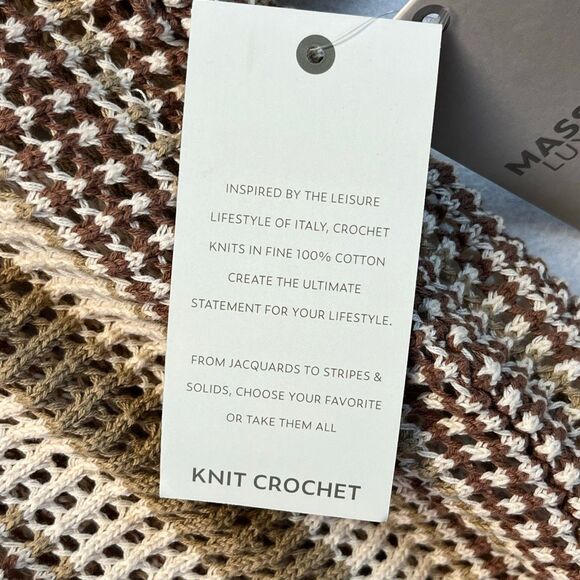 MASSIVE Luxury Men’s Small Knit Crocheted Sweater Polo Shirt Grandpa Resort NWT - Picture 4 of 15